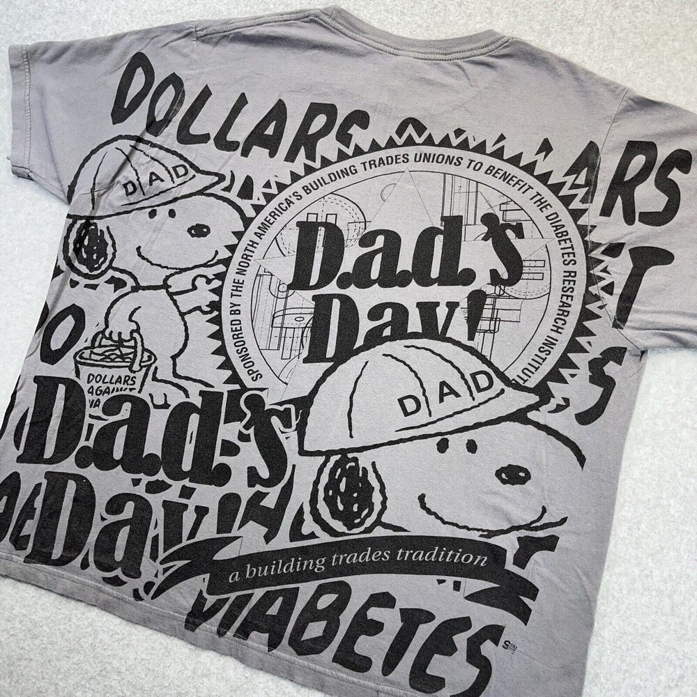 Snoopy T-Shirt Mens 2XL XXL All Over Print Dollars Against Diabetes USA Made VTG